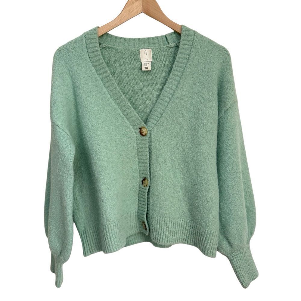 Joie Mint Green Eyelash Cardigan Sweater
